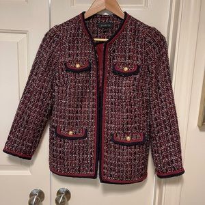 Talbots red and navy tweed lady jacket